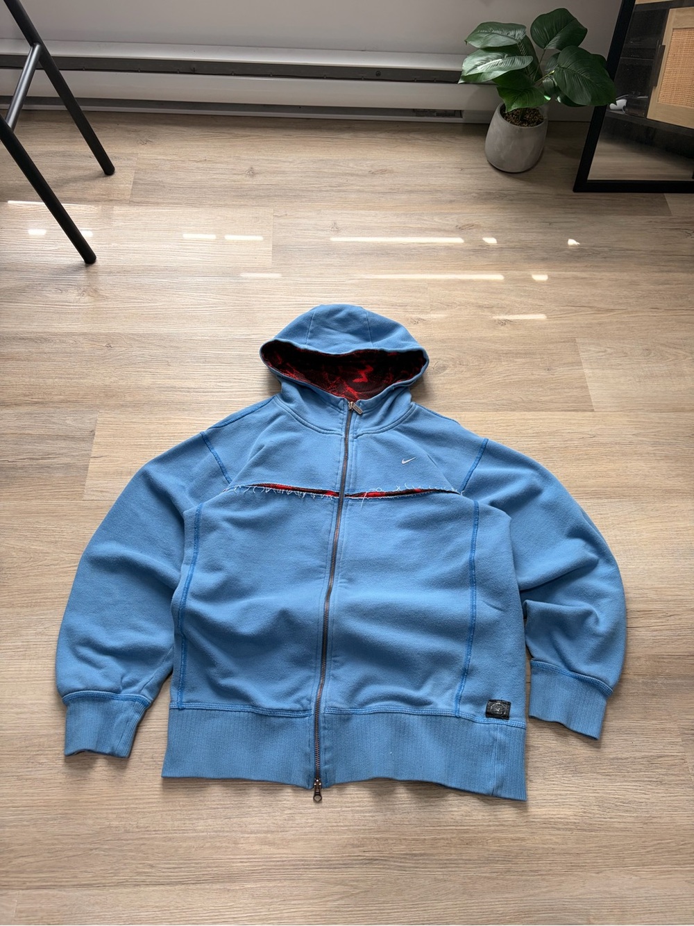Y2k Blue Nike cycled hoodie